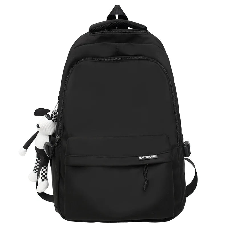 Solid Waterproof Nylon Women Backpack Students Bag Boy's School Bag