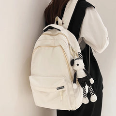 Solid Waterproof Nylon Women Backpack Students Bag Boy's School Bag