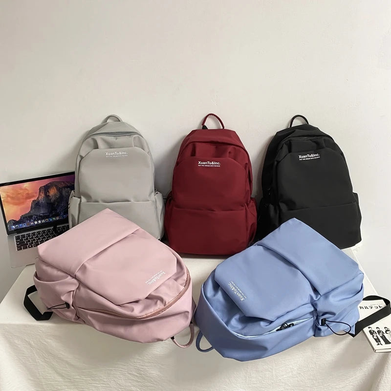 Solid Women Student Schoolbag Large Capicity Teenage Girl Backpack