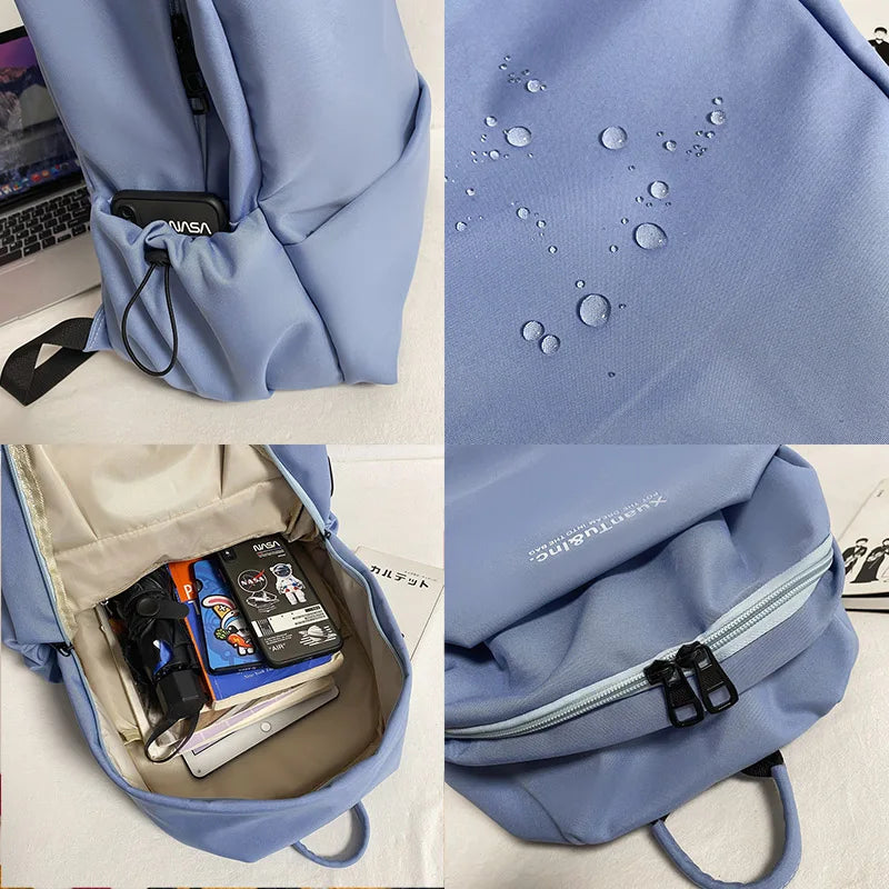 Solid Women Student Schoolbag Large Capicity Teenage Girl Backpack