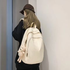 Solid Women Student Schoolbag Simplicity Teenage Girl Backpack