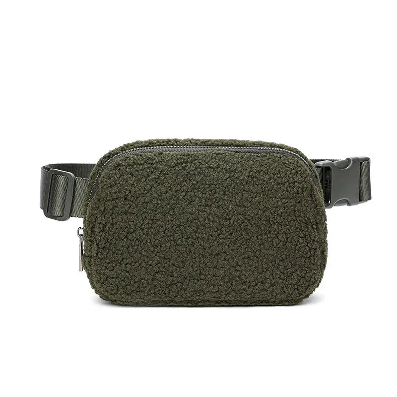 Outdoor Fleece Fur Waist Bag for Women Men Chest Bags Winter Bags
