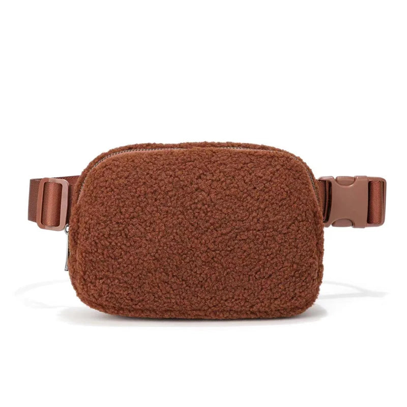 Outdoor Fleece Fur Waist Bag for Women Men Chest Bags Winter Bags