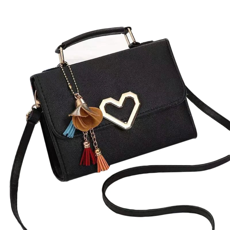 Square Bag Love Button PU Lady One Shoulder Crossbody Bag