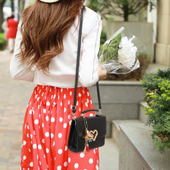 Square Bag Love Button PU Lady One Shoulder Crossbody Bag