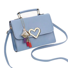 Square Bag Love Button PU Lady One Shoulder Crossbody Bag