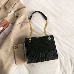 Square Shoulder Bag Solid Pu Leather Crossbody Bags For Women Chain Handbags