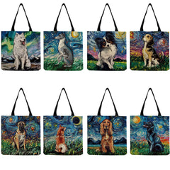 Starry Sky Animal Dog Printed Handbag Shoulder Bag Women's Large Tote