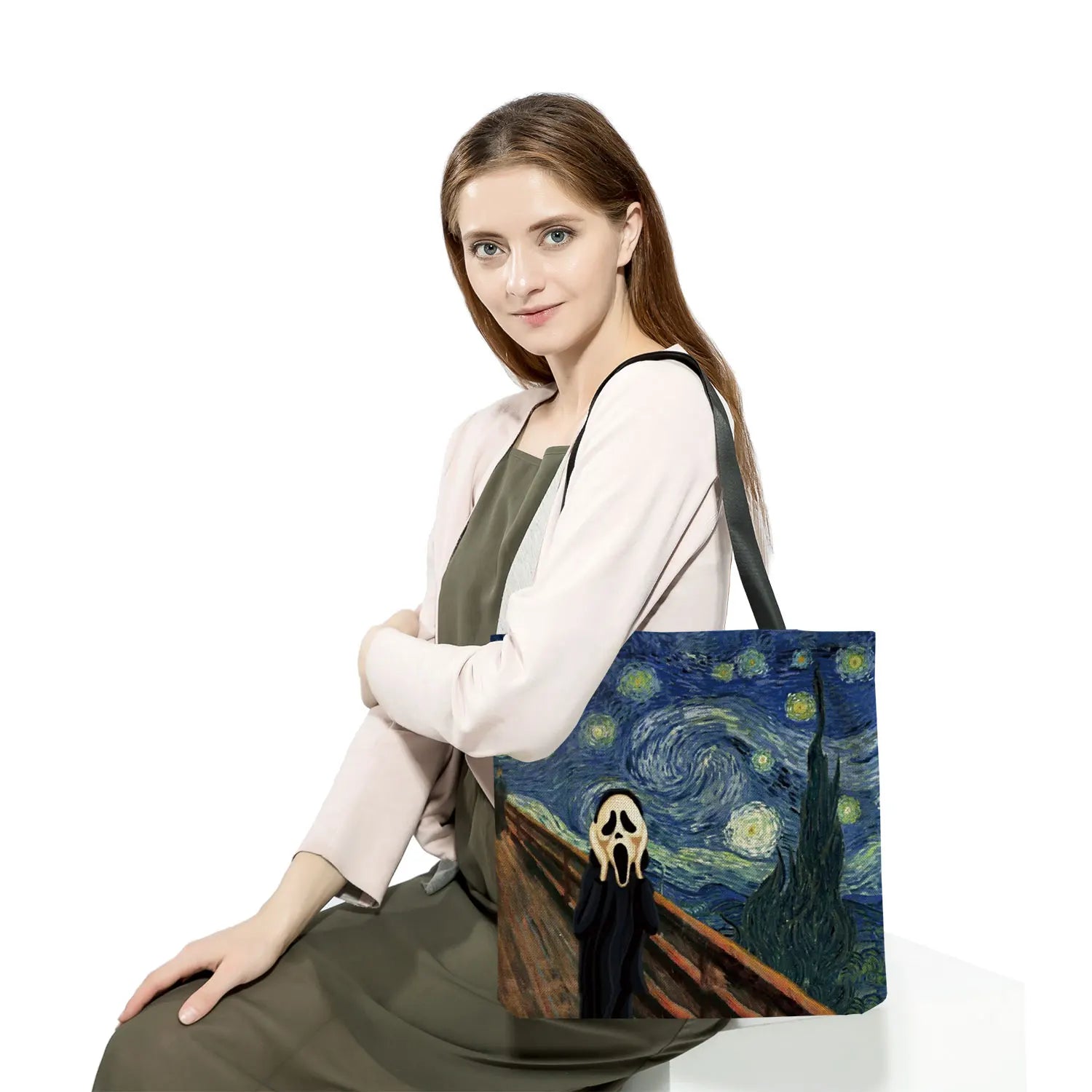 Starry Sky Animal Dog Printed Handbag Shoulder Bag Women's Large Tote
