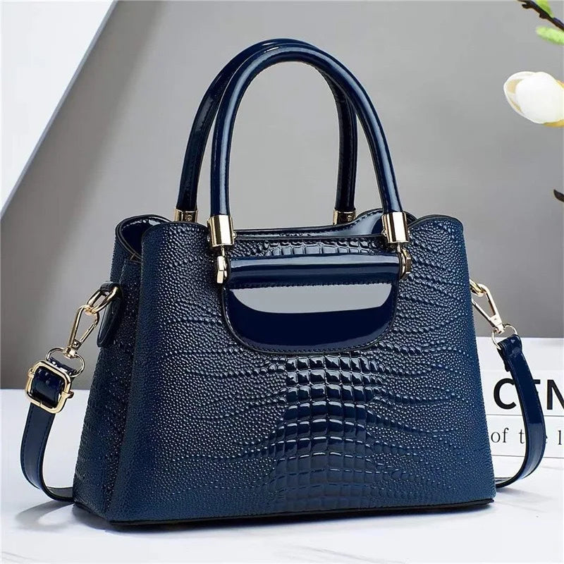 Stone Plaid Large Capacity Leather Shoulder Bag