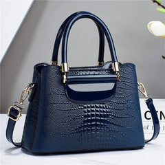 Stone Plaid Large Capacity Leather Shoulder Bag