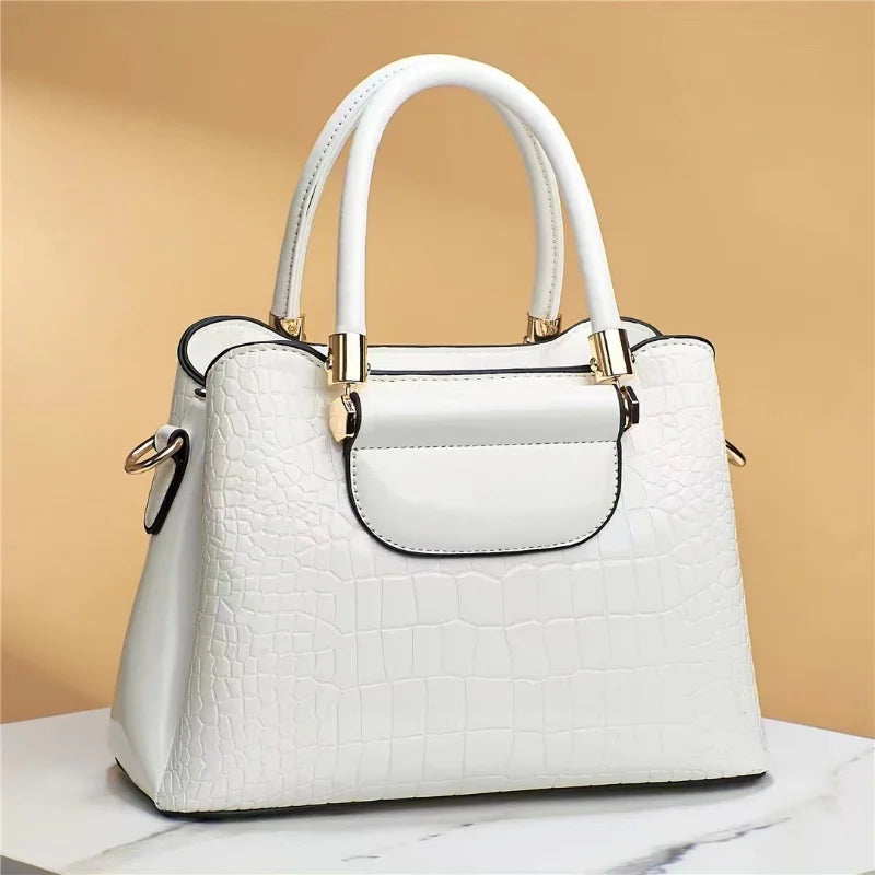 Stone Plaid Large Capacity Leather Shoulder Bag