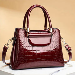 Stone Plaid Large Capacity Leather Shoulder Bag