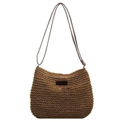 Straw Knitted Purses Milk White/Coffee Women Handbag Beach Bag