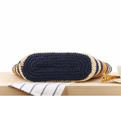 Striped Shoulder Straw Bag Ins Sen Holiday Vacation Woven Beach Leisure Bag