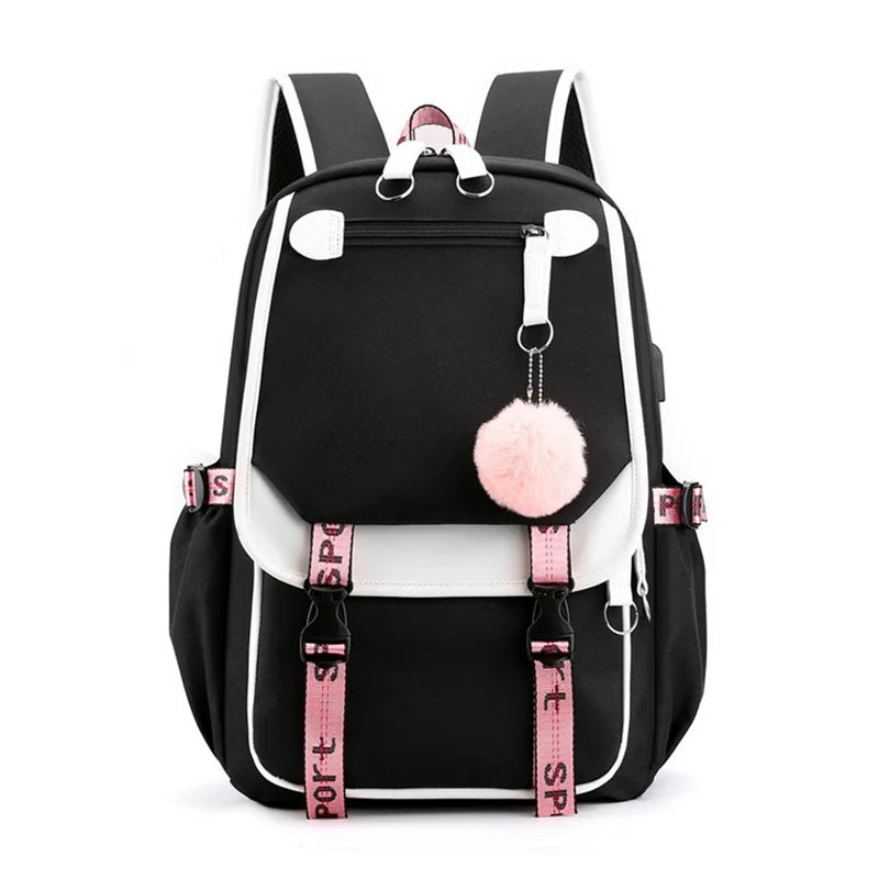 Large School Bags For Girl Ins Canvas Schoolbag Waterproof Student Travel Bag