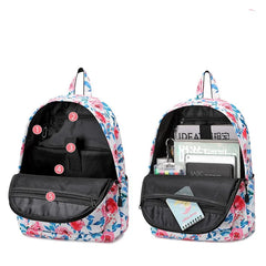 Flower Print Backpack Lightweight Anti-theft Computer Backpack