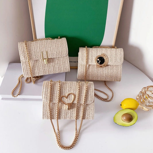 Straw Woven Shoulder Bag Leisure Holiday Diagonal Crossbody Bag
