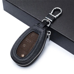 Men's Leather Car Key Holder Zipper Square Key Case