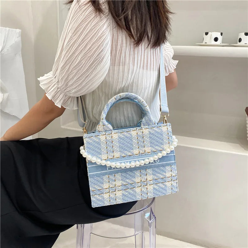 Stylish Denim Crossbody Bag with Chain Shoulder Strap