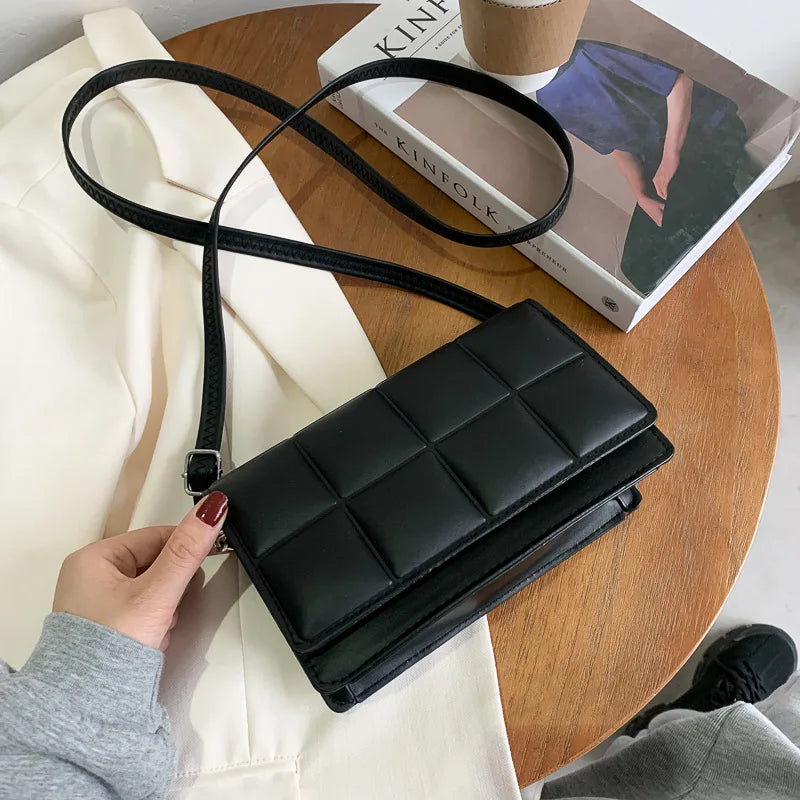 Western Style Checkered Shoulder Bag Urban Messenger Small Square Bag