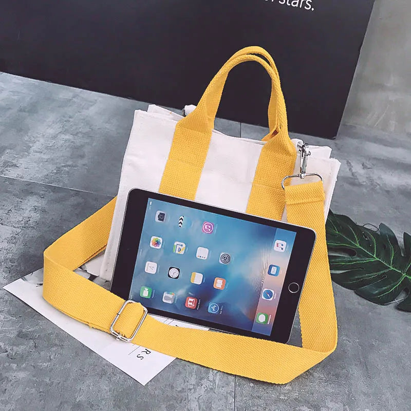 Large Capacity Solid Canvas Shopper Bag for Women