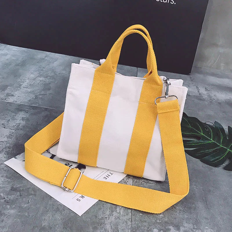 Large Capacity Solid Canvas Shopper Bag for Women