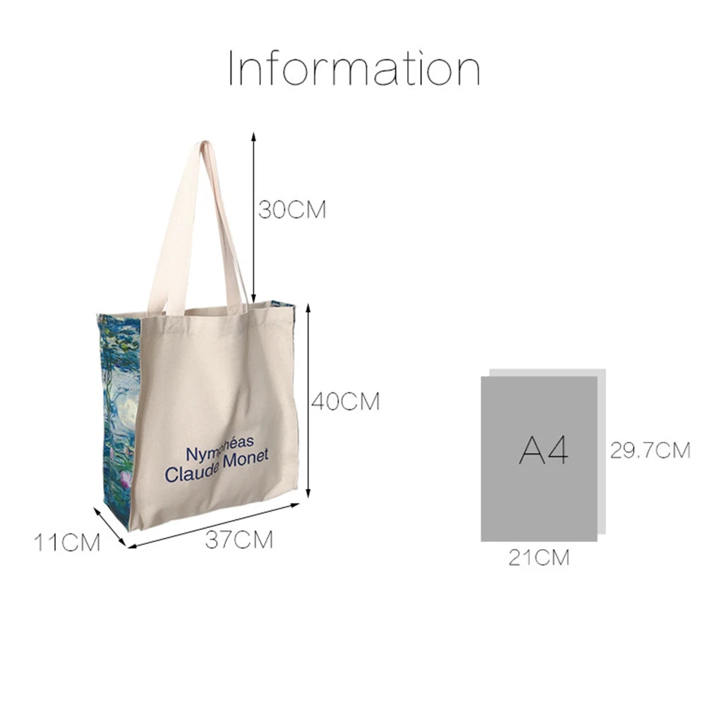 Large-capacity Art Canvas Shoulder Bag Oil Painting Printing