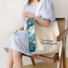 Large-capacity Art Canvas Shoulder Bag Oil Painting Printing