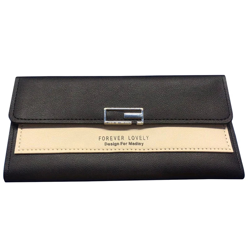 Long Style Women's Wallet Clutch Bag Tri-Fold Multi-Function Buckle