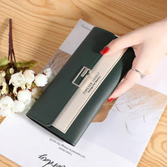 Long Style Women's Wallet Clutch Bag Tri-Fold Multi-Function Buckle