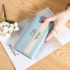 Long Style Women's Wallet Clutch Bag Tri-Fold Multi-Function Buckle