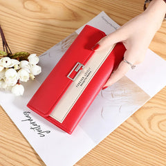 Long Style Women's Wallet Clutch Bag Tri-Fold Multi-Function Buckle