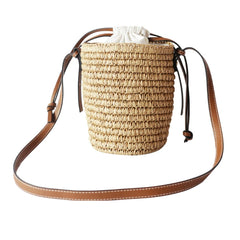 Round Straw Tote Raffia Woven Crossbody Bag