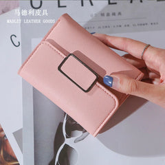 Checkered Tri-fold Ladies Wallet Litchi Pattern Solid