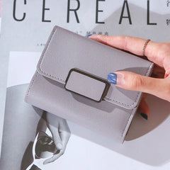 Checkered Tri-fold Ladies Wallet Litchi Pattern Solid