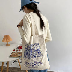 Canvas Shoulder Bag School Bag Large Capacity Tote Bags for Women