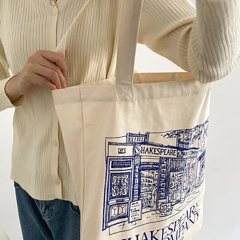 Canvas Shoulder Bag School Bag Large Capacity Tote Bags for Women