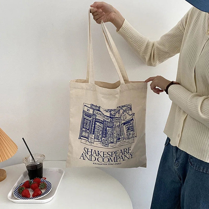 Canvas Shoulder Bag School Bag Large Capacity Tote Bags for Women