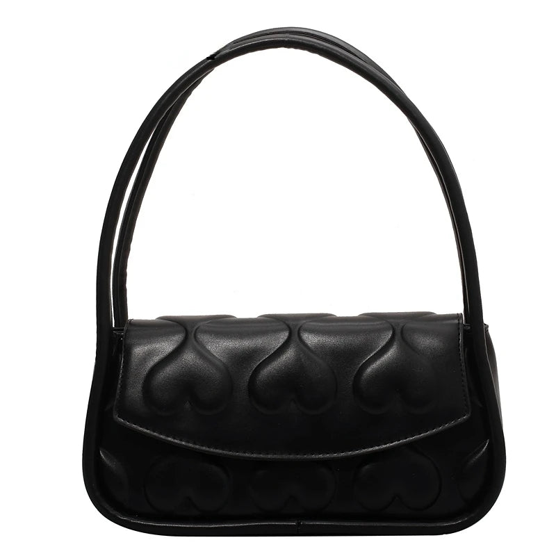 Vintage Shoulder Handbag Retro Baguet Heart Pattern Clutches
