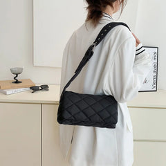 Soft Shoulder Bag Nylon Plaid Crossbody Bag for Women