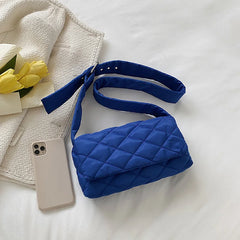 Soft Shoulder Bag Nylon Plaid Crossbody Bag for Women