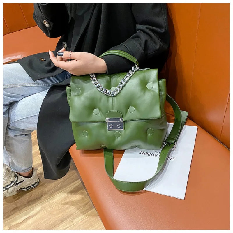 Retro Quilted Shoulder Bag Space Pad Cotton Soft Side Female