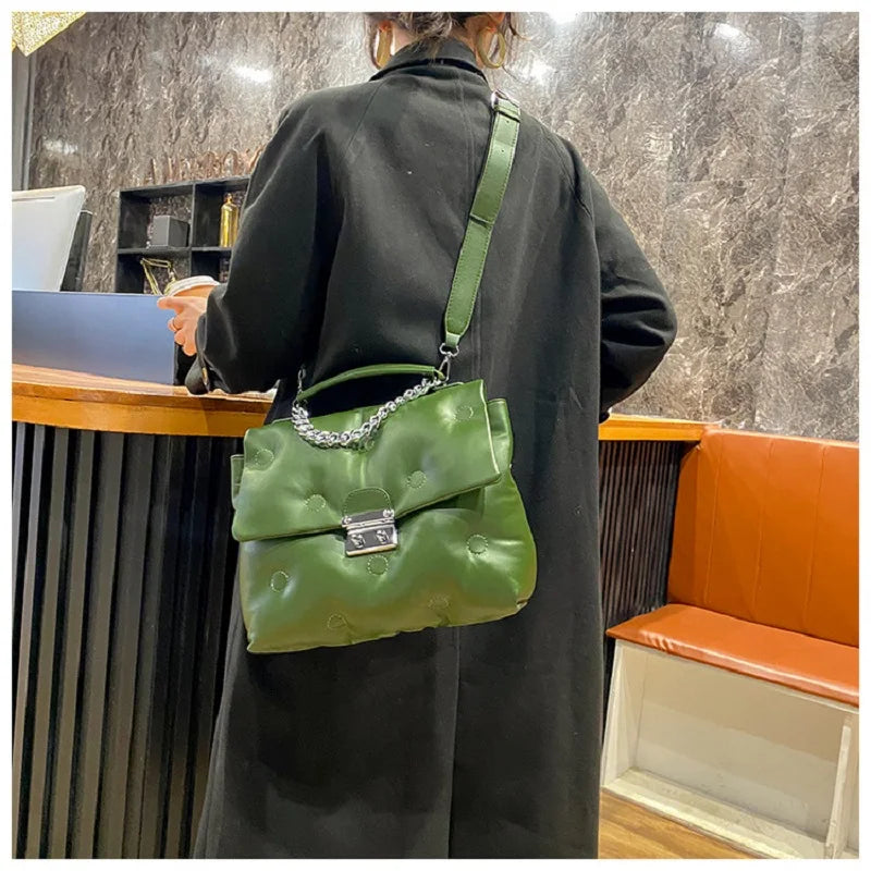 Retro Quilted Shoulder Bag Space Pad Cotton Soft Side Female