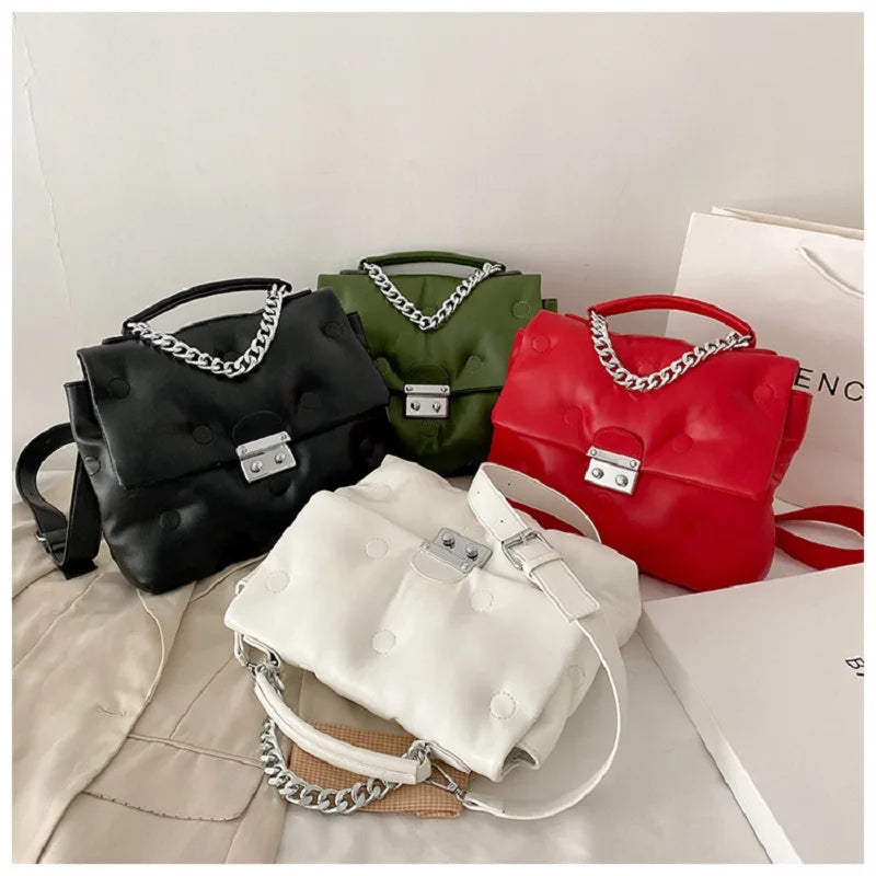 Retro Quilted Shoulder Bag Space Pad Cotton Soft Side Female