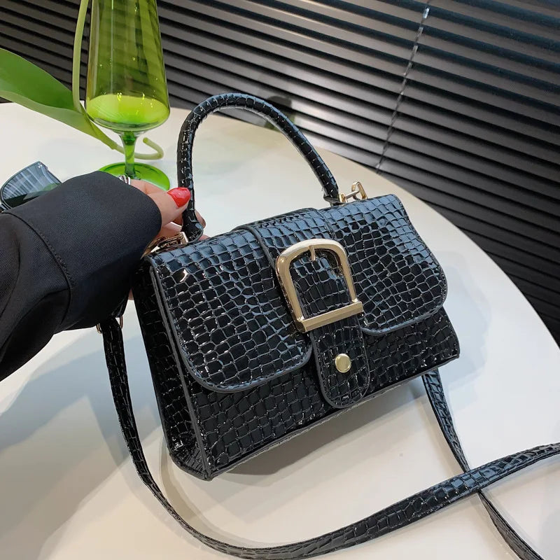 Stone Texture Shoulder Bag Pu Leather Crossbody Handbag Top Handle
