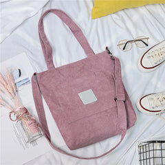 Corduroy Shoulder Bag Large Capacity Multi-pockets Tote Bag Bolsas