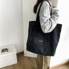 Women Denim Shoulder Tote Bag Canvas Handbag Casual Jeans Shopping Bag