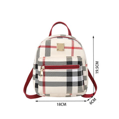 Grid Pattern PU Leather Backpack for Women