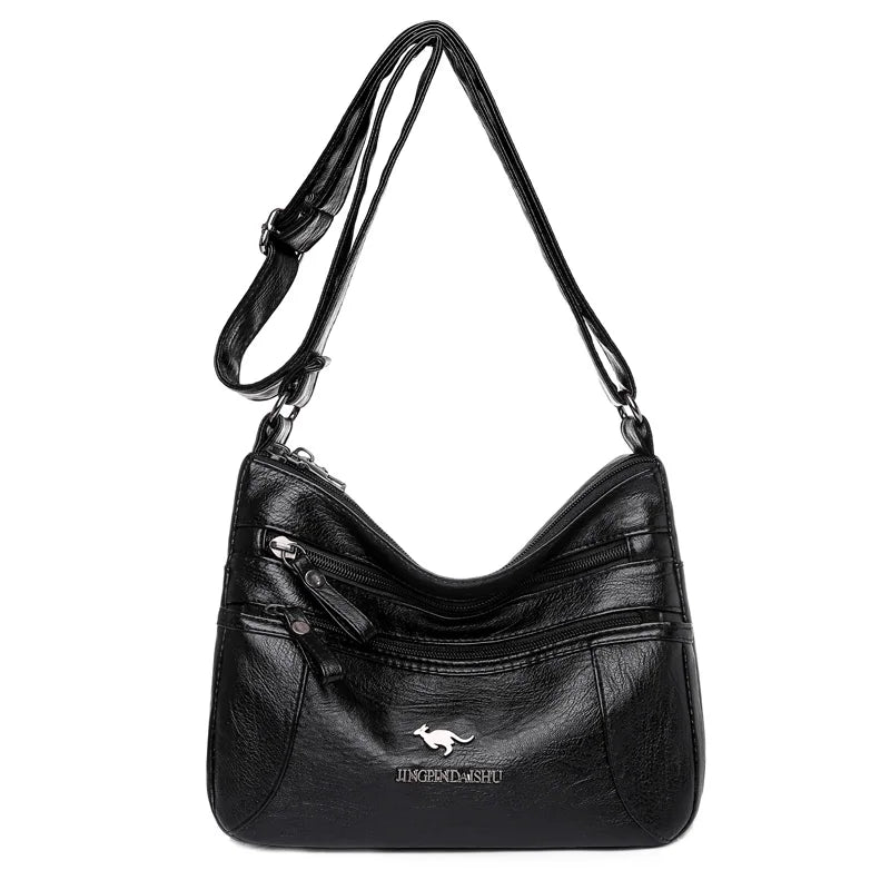 Women Soft PU Leather Shoulder Bag Classic Messenger Large Crossbody Handbag
